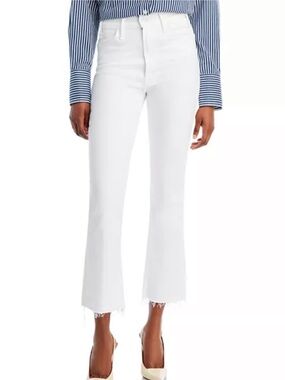 Mother Denim White The Hustler High Rise Flare Leg Ankle Jeans Size 25